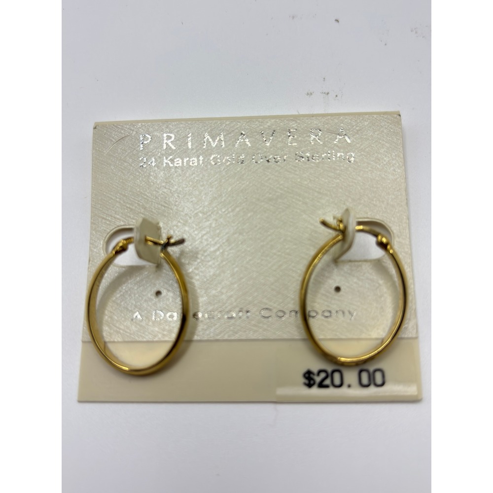 Primavera 24K Gold Over Sterling Silver Oval Hoop Earrings‎ Danecraft